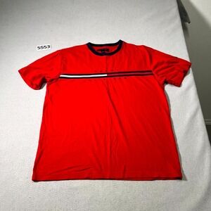 Tommy Hilfiger T Shirt Mens Large Red Cotton Crew Neck Tino Logo Outdoor Casual
